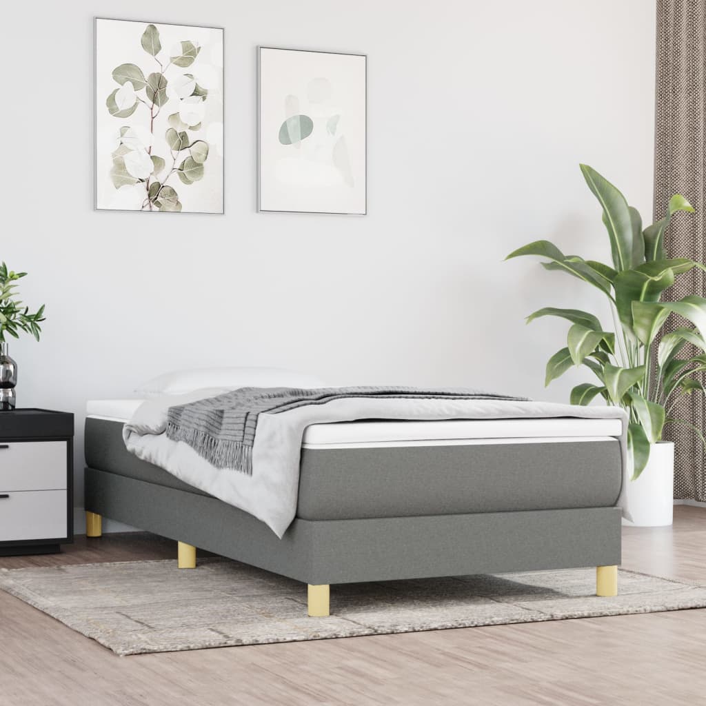 vidaXL Estrutura de cama 90x200 cm tecido cinzento-escuro