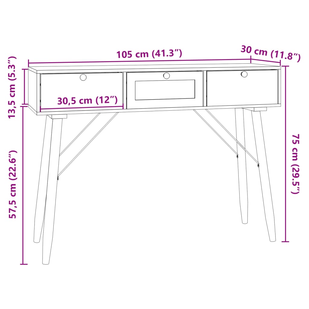 vidaXL Móvel de TV com portas 105x30x45 cm derivados de madeira