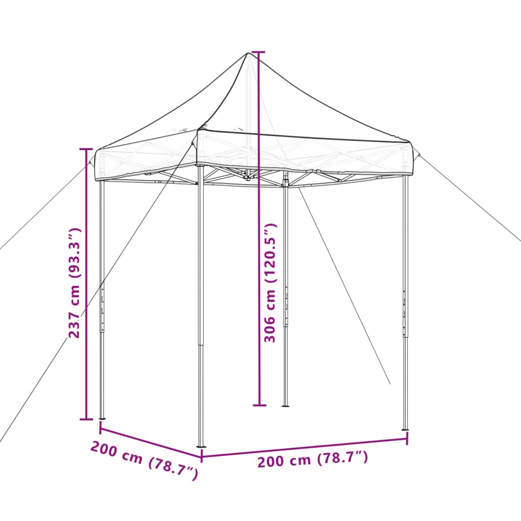 vidaXL Tenda para festas pop-up dobrável 200x200x306 bordô