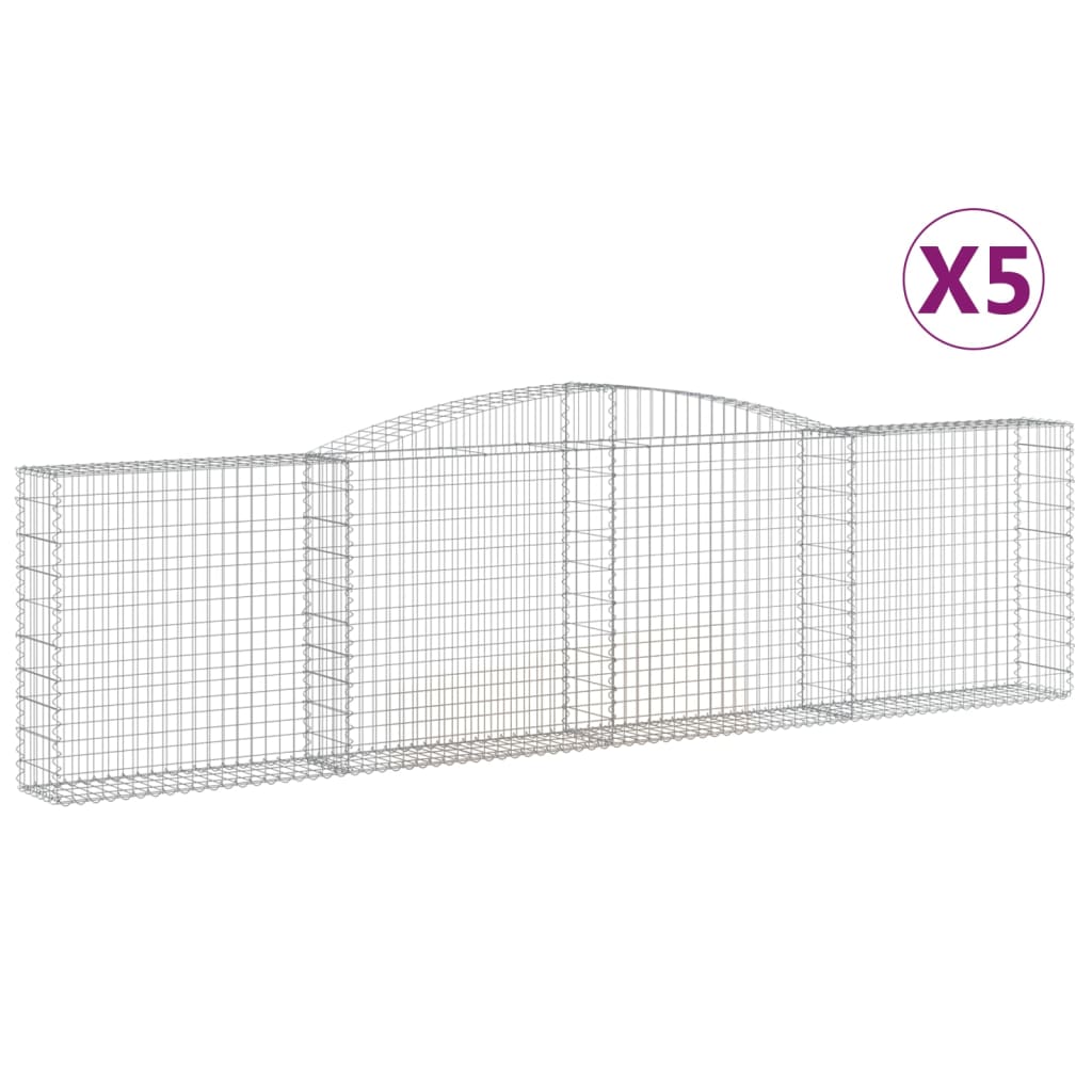 vidaXL Cestos gabião arqueados 5pcs 400x30x100/120cm ferro galvanizado