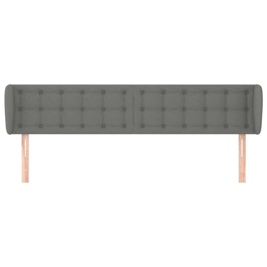 vidaXL Cabeceira de cama c/ abas tecido 183x23x78/88cm cinzento-escuro