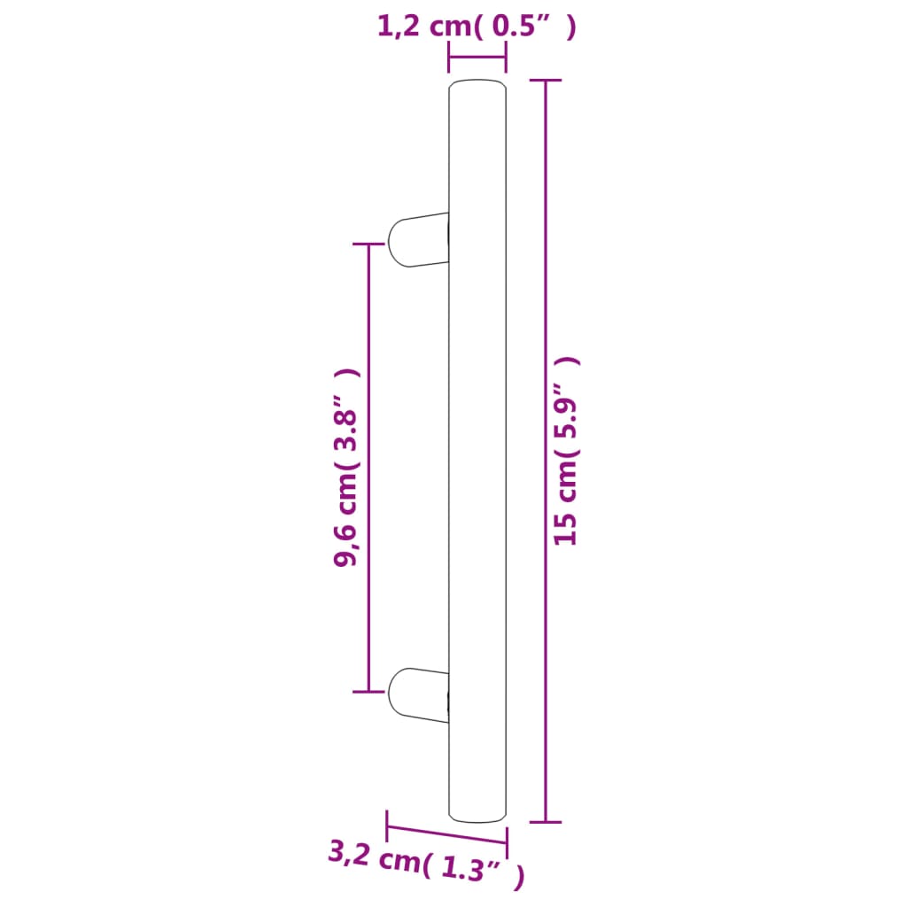 vidaXL Puxadores para móveis 10 pcs 96 mm aço inoxidável bronze