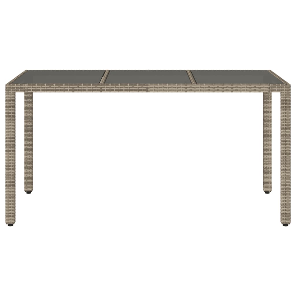 vidaXL Mesa de jardim com tampo de vidro 150x90x75 cm vime PE cinzento