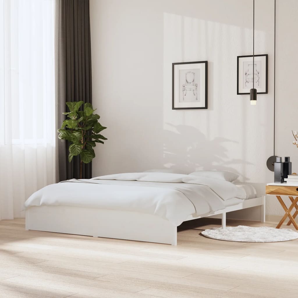 vidaXL Estrutura de cama super king pinho maciço 180x200 cm branco