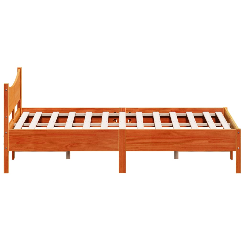 vidaXL Cama sem colchão 135x190 cm madeira pinho maciça castanho-mel