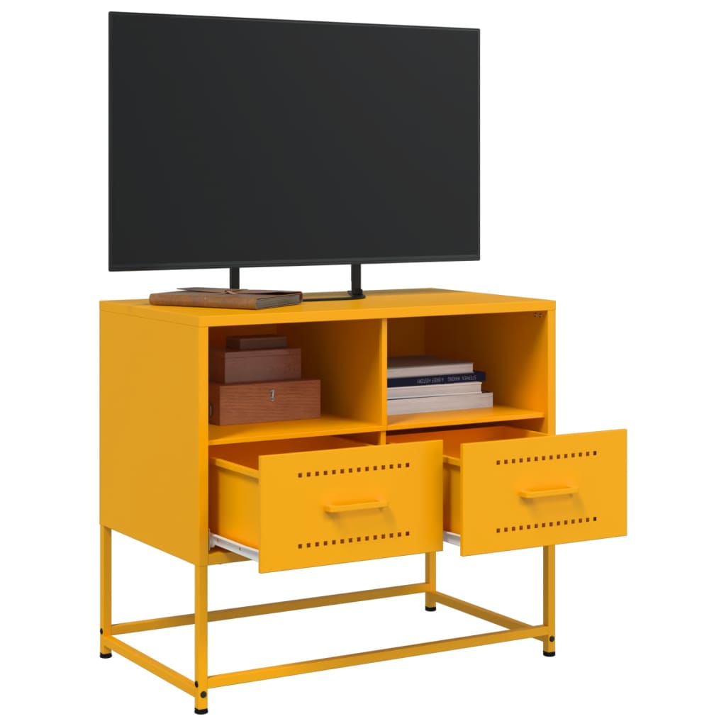 vidaXL Móvel de TV 68x39x60,5 cm aço amarelo mostarda