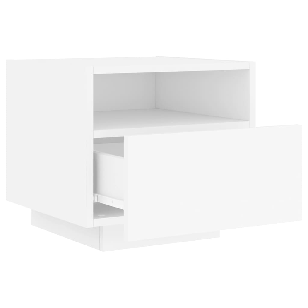 vidaXL Mesa de cabeceira com luzes LED 40x39x37 cm branco