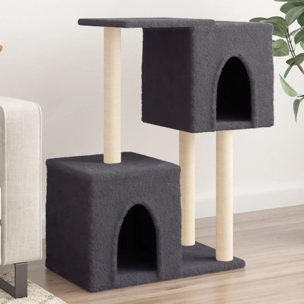 vidaXL Árvore p/ gatos c/ postes arranhadores sisal 86 cm cinza-escuro