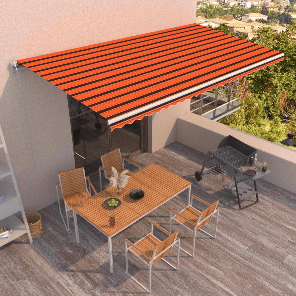 vidaXL Toldo retrátil automático 600x350 cm laranja e castanho