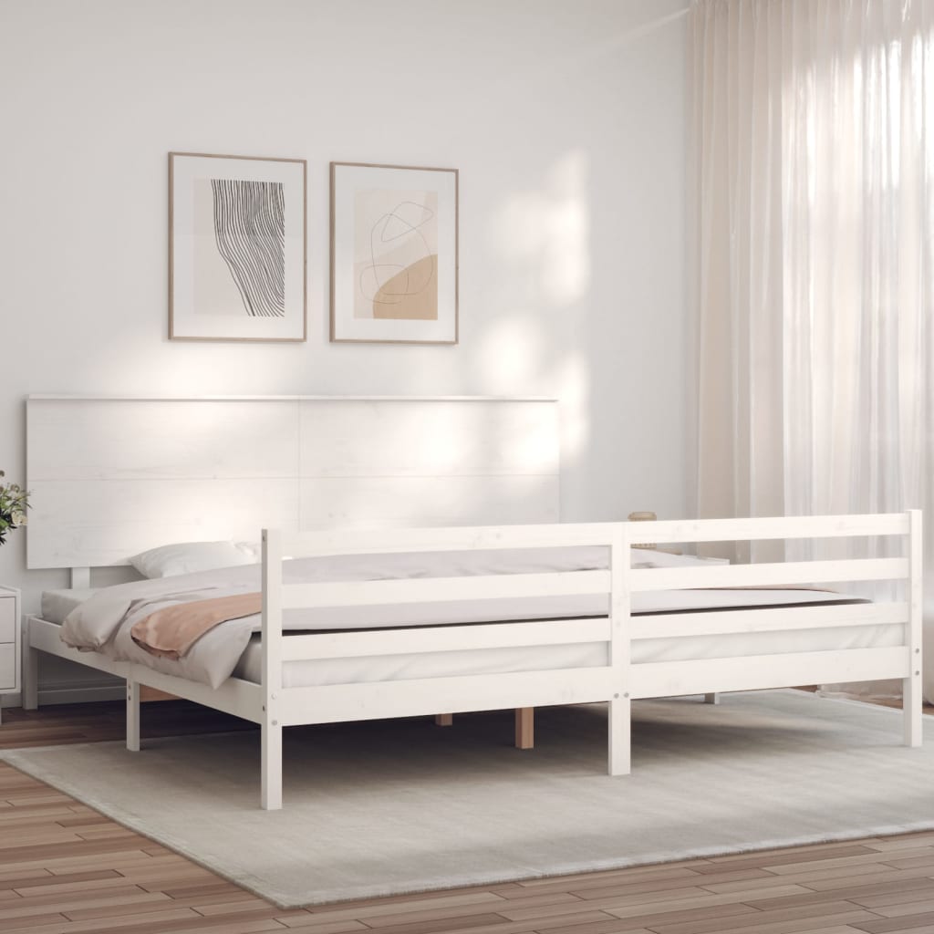 vidaXL Estrutura cama Super King Size c/ cabeceira madeira branco