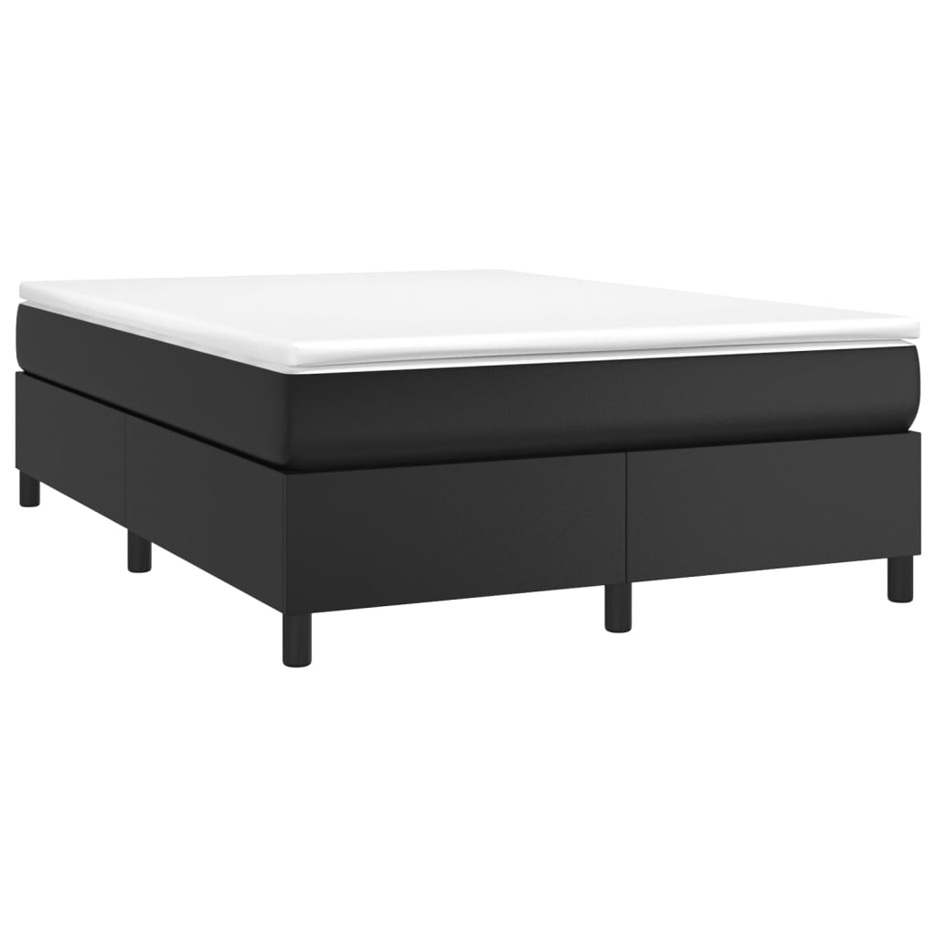 vidaXL Cama com molas/colchão 140x190 cm couro artificial preto