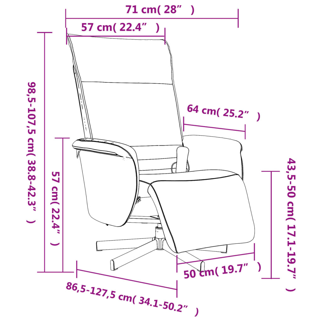 vidaXL Cadeira massagens reclinável c/apoio pés couro artificial preto