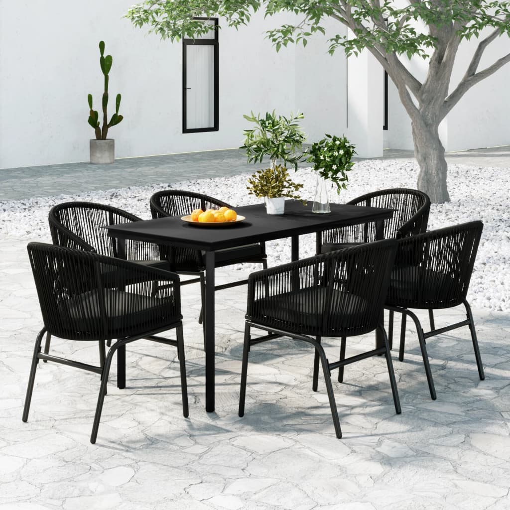 vidaXL 7 pcs conjunto de jantar para jardim preto