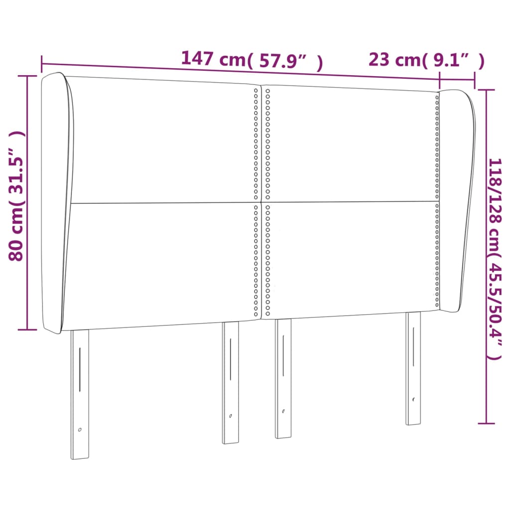 vidaXL Cabeceira cama c/ abas veludo 147x23x118/128 cm cinzento-escuro