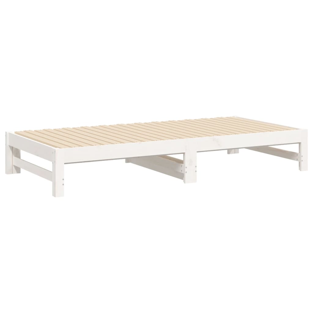 vidaXL Sofá-cama de puxar 2x(75x190) cm madeira de pinho maciça branco