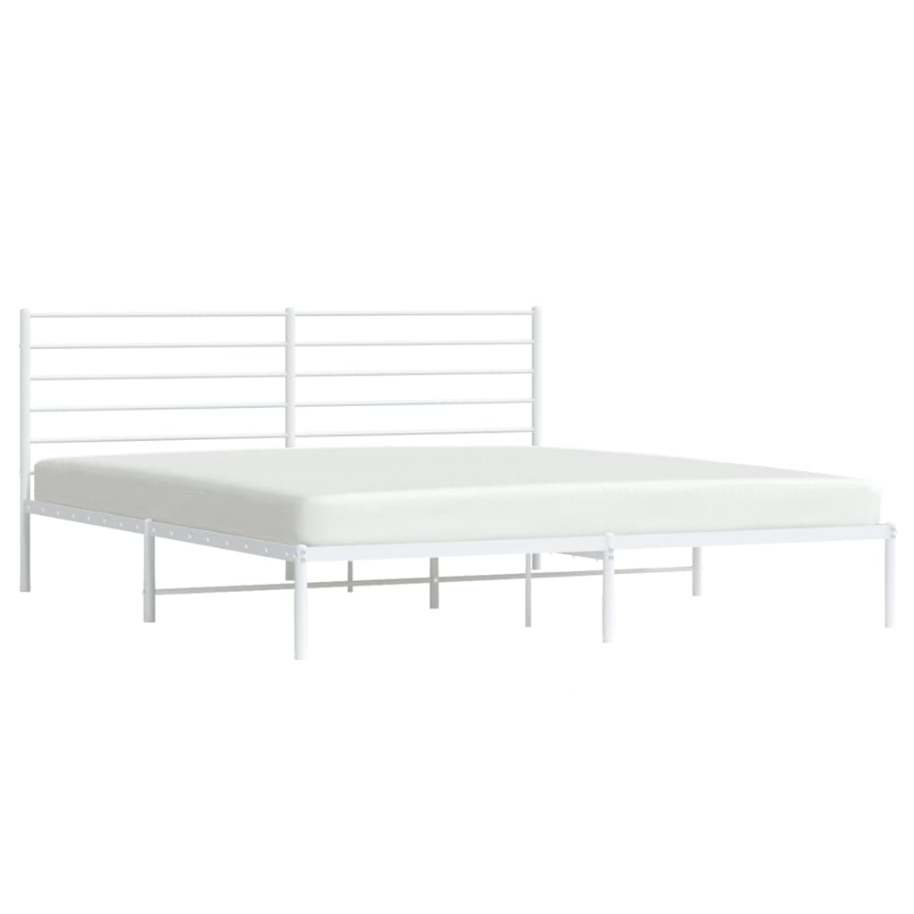 vidaXL Estrutura de cama com cabeceira 193x203 cm metal branco