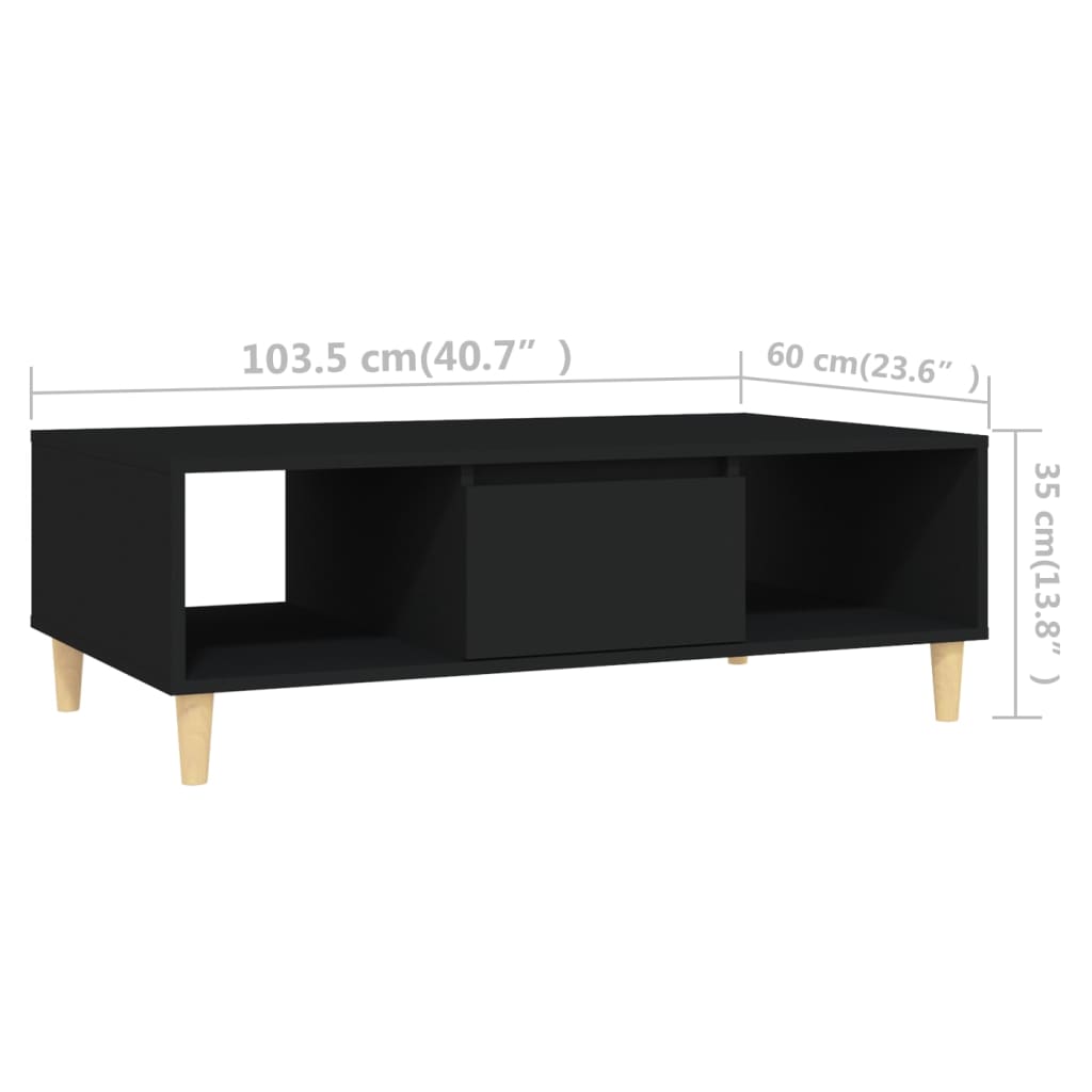 vidaXL Mesa de centro 103,5x60x35 cm derivados de madeira preto