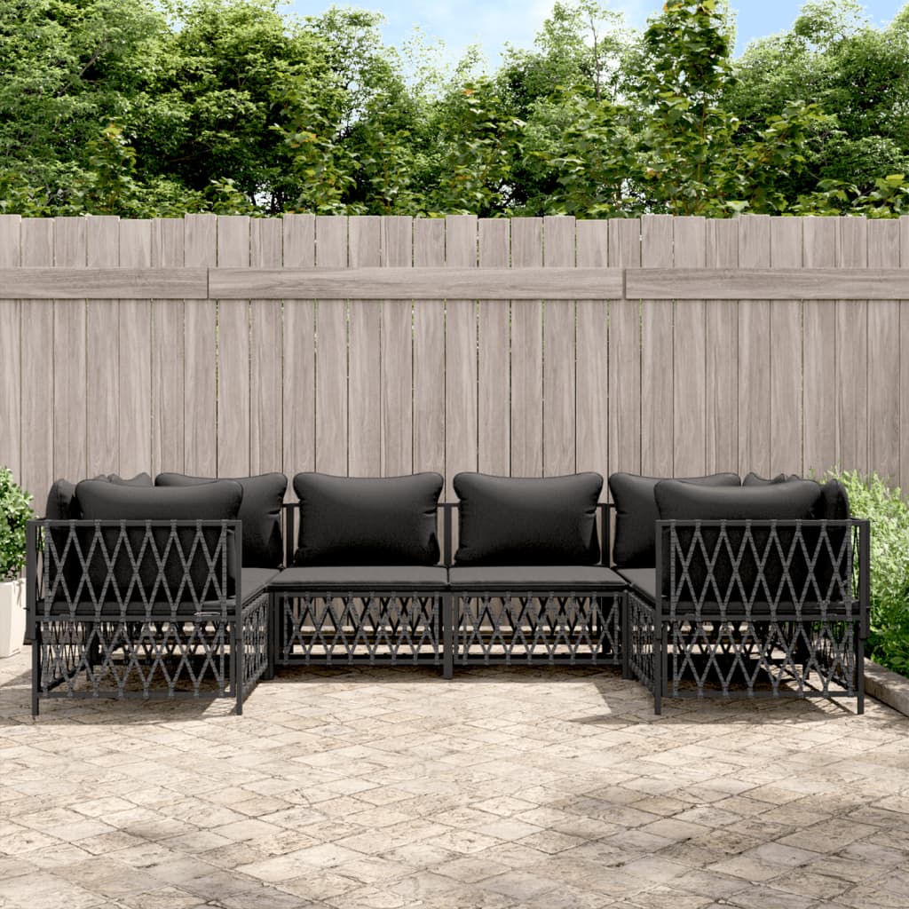 vidaXL 6 pcs conjunto lounge de jardim com almofadões aço antracite