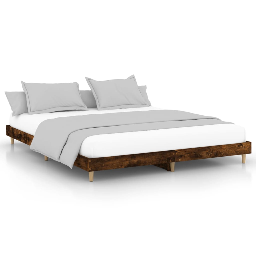 vidaXL Estrutura de cama 200x200 cm derivados madeira carvalho fumado