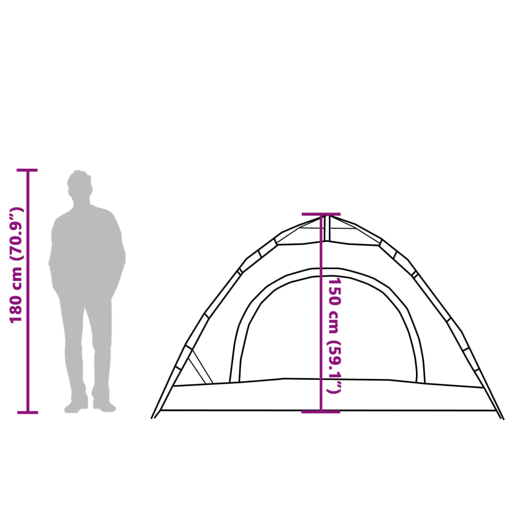 vidaXL Tenda de campismo 3 pessoas libertação rápida cinzento/laranja