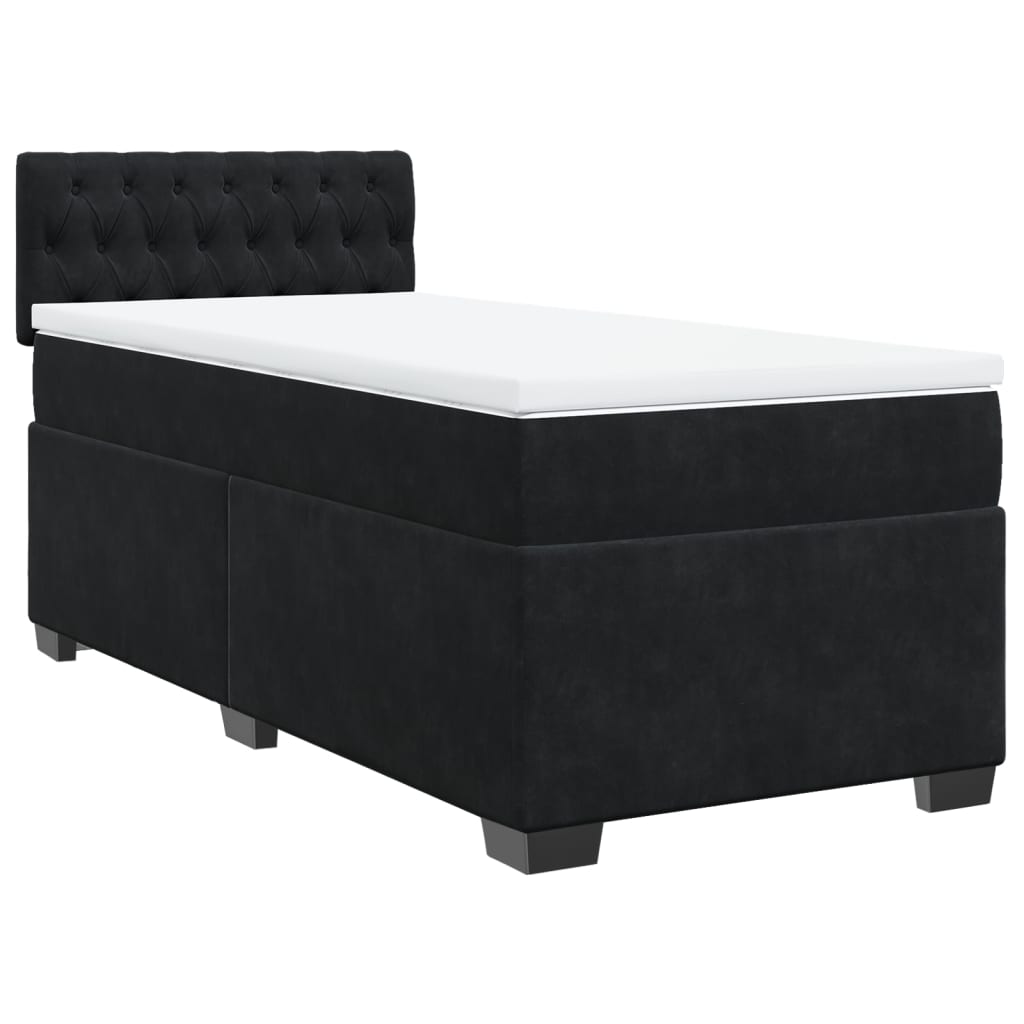 vidaXL Cama com molas/colchão 90x190 cm veludo preto