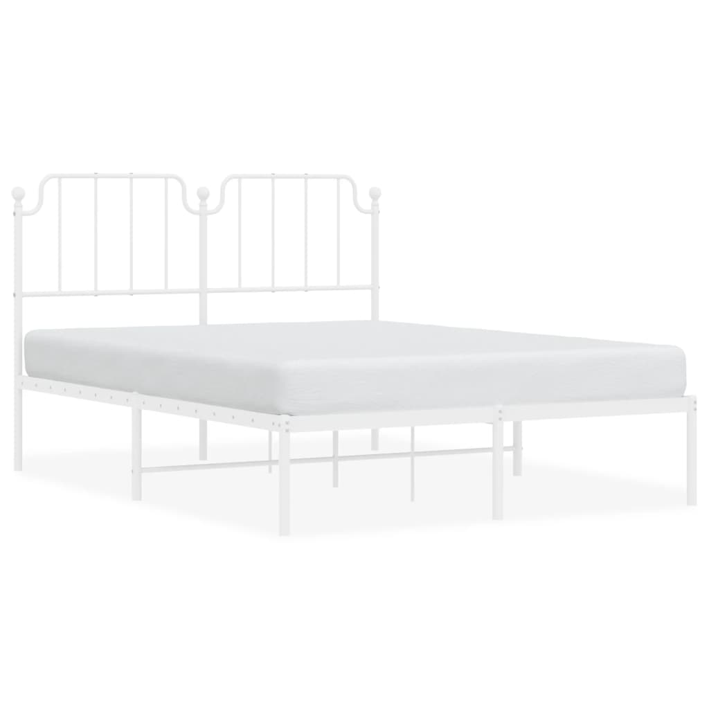 vidaXL Estrutura de cama com cabeceira 140x190 cm metal branco