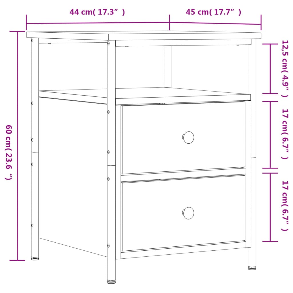 vidaXL Mesas de cabeceira 2 pcs derivados de madeira carvalho castanho