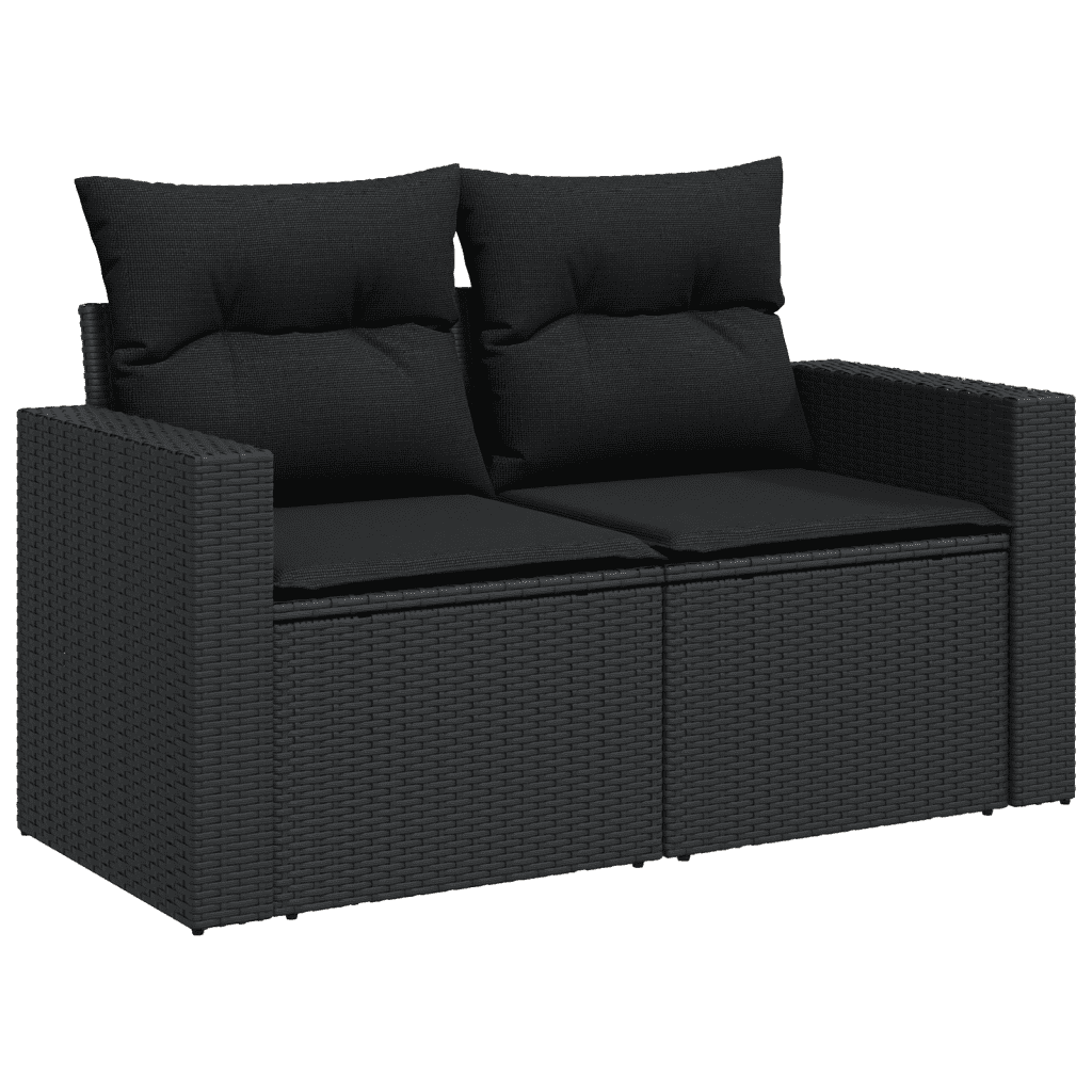 vidaXL 4 pcs conjunto de sofás para jardim c/ almofadões vime PE preto