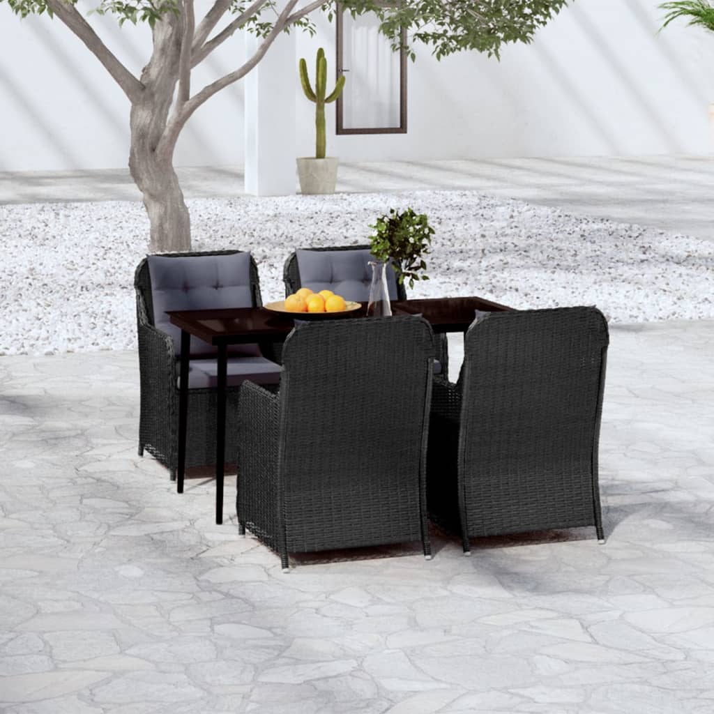 vidaXL 5 pcs Conjunto de jantar para jardim preto