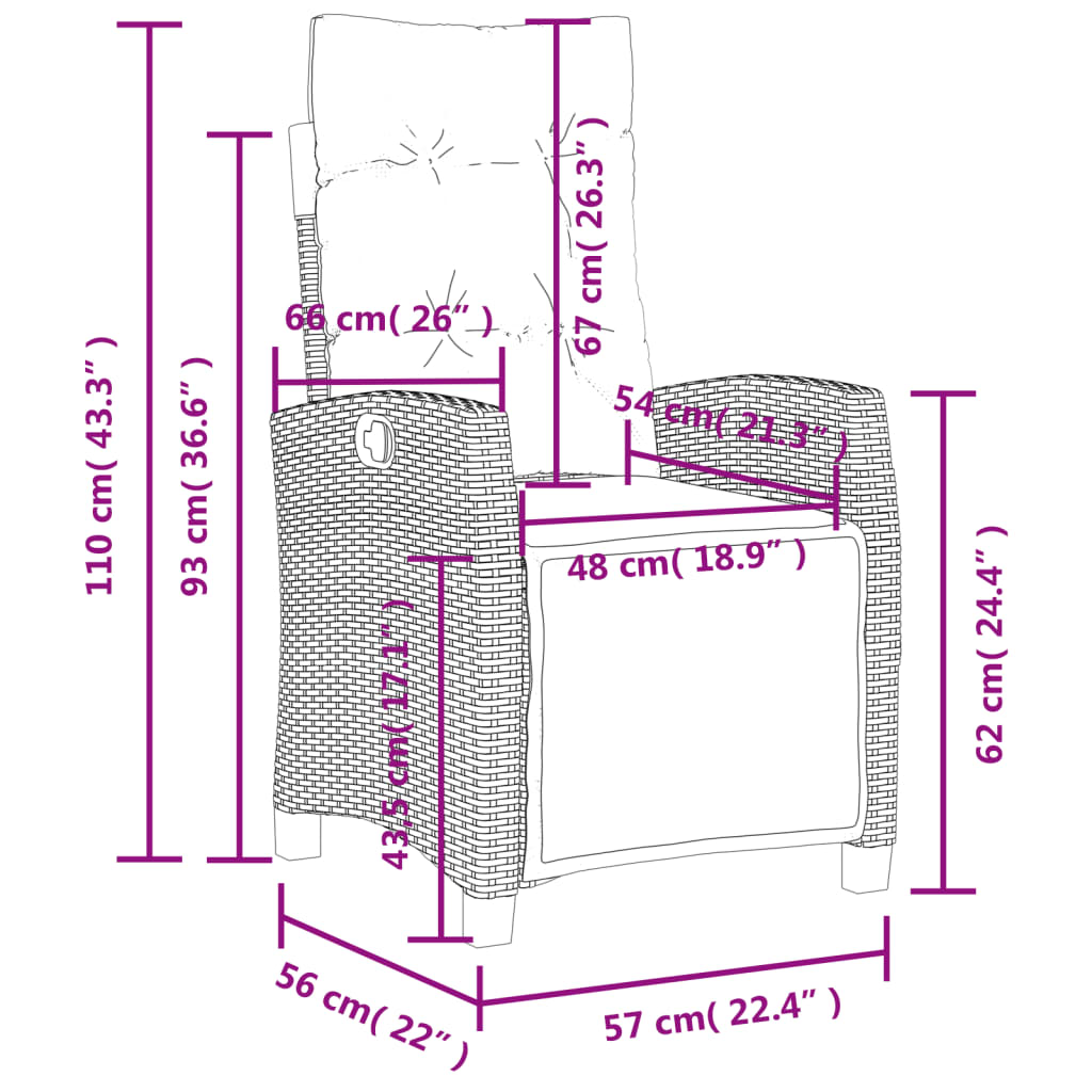 vidaXL 3 pcs conjunto de jantar p/ jardim c/ almofadões vime PE cinza