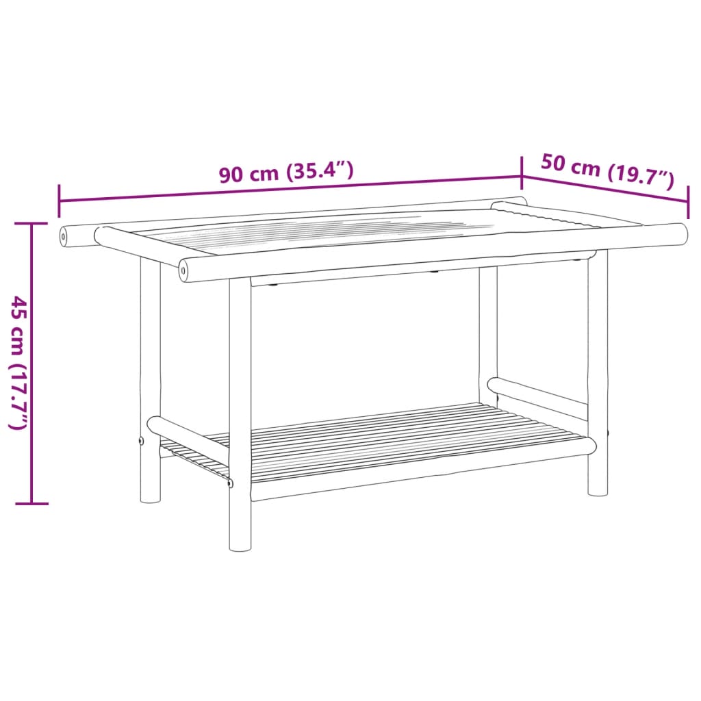 vidaXL Mesa de centro 90x50x45 cm bambu