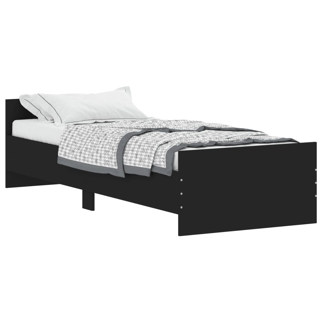 vidaXL Estrutura cama solteiro 75x190 cm derivados de madeira preto
