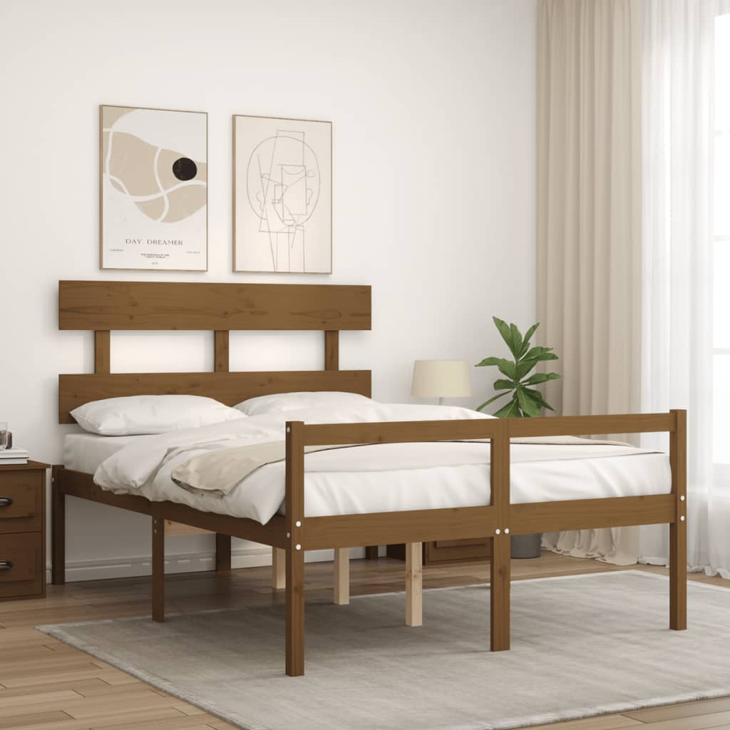 vidaXL Cama para idosos c/ cabeceira 140x200 cm madeira castanho-mel