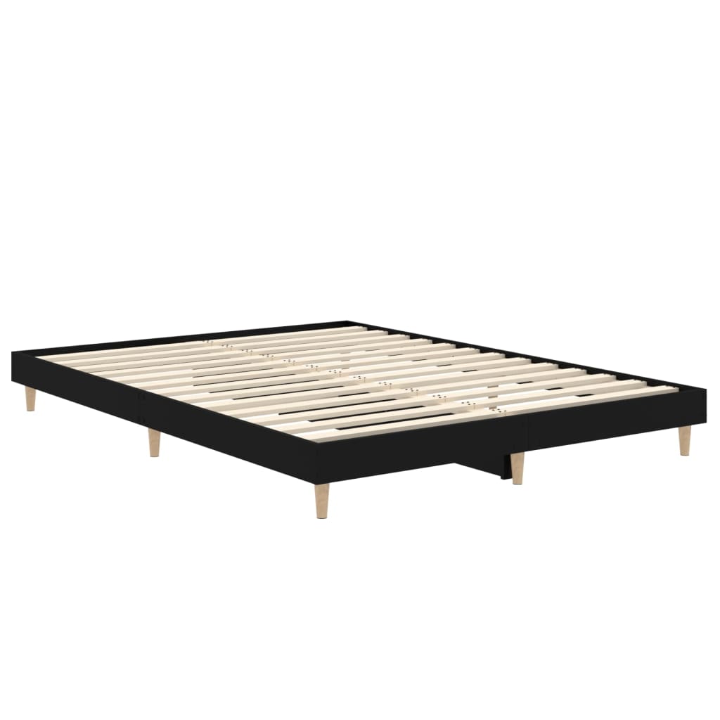 vidaXL Estrutura de cama 135x190 cm derivados de madeira preto