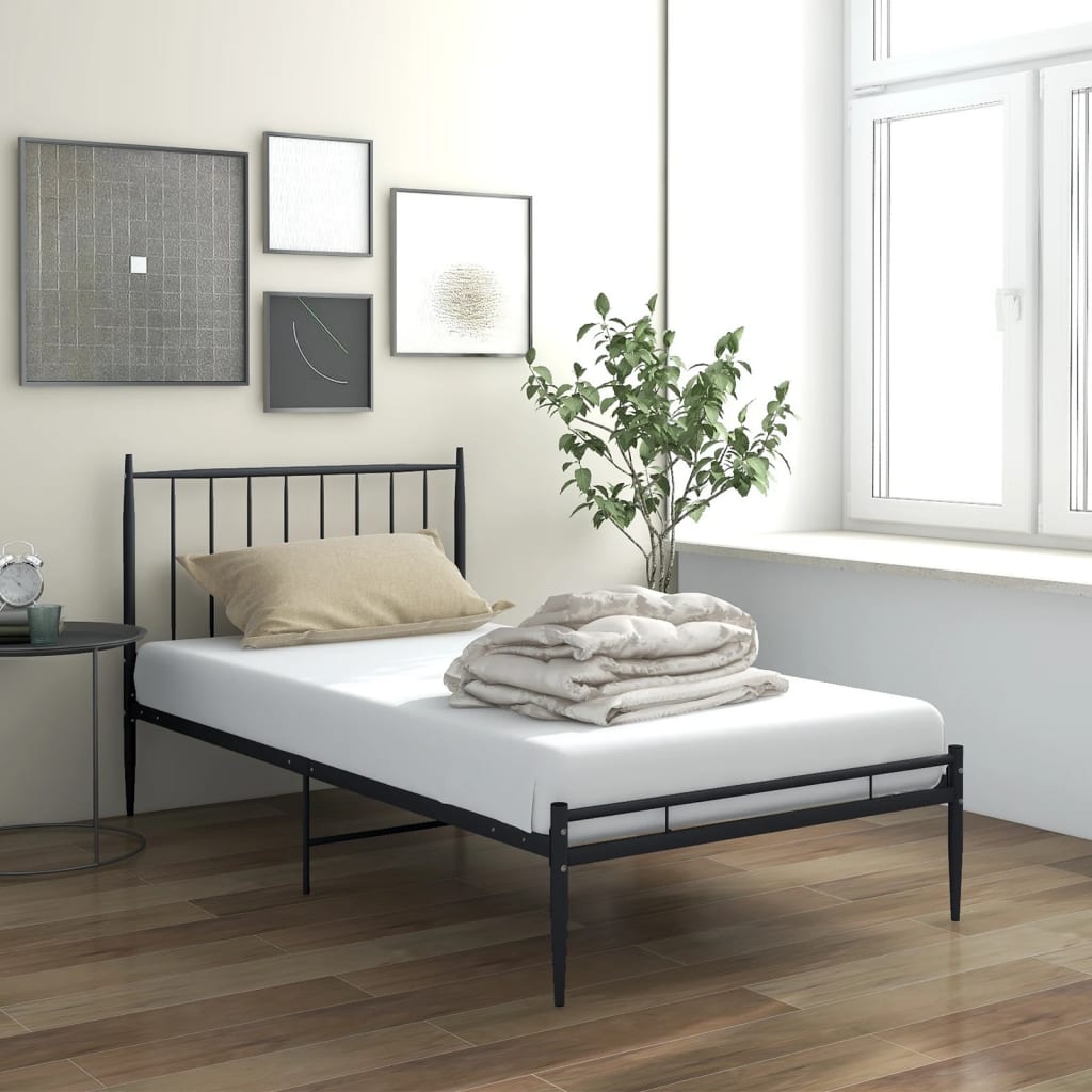 vidaXL Estrutura de cama 90x200 cm metal preto