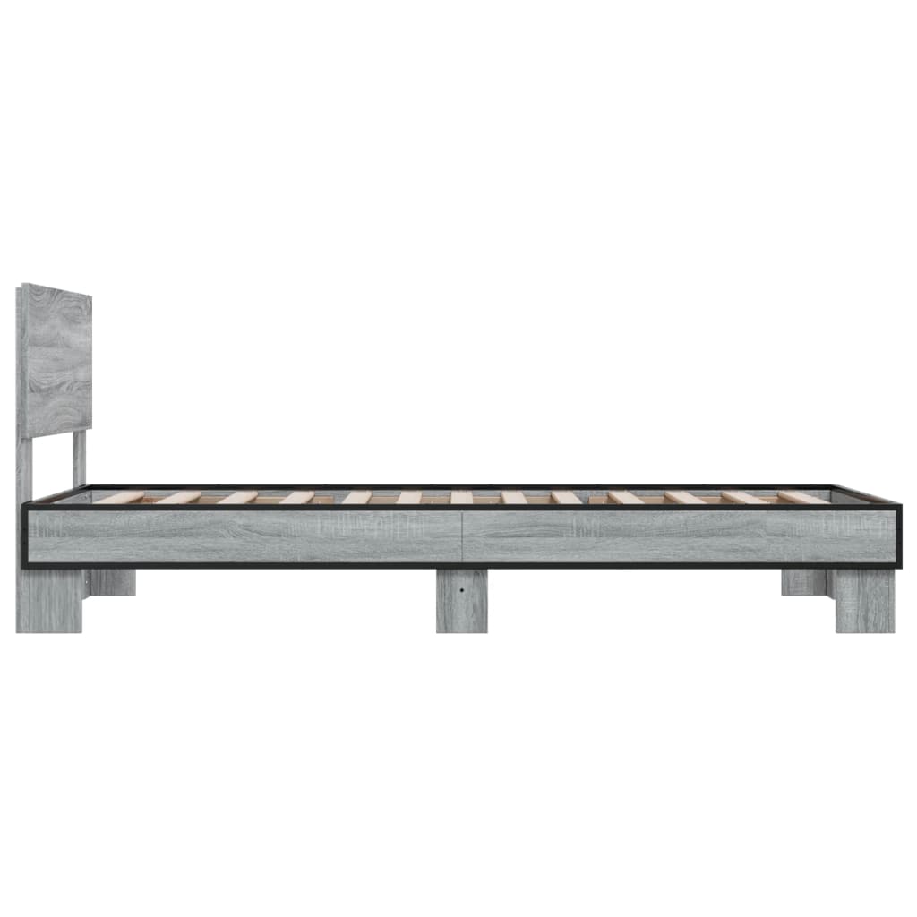 vidaXL Estrutura cama 100x200 cm derivados madeira/metal cinza sonoma