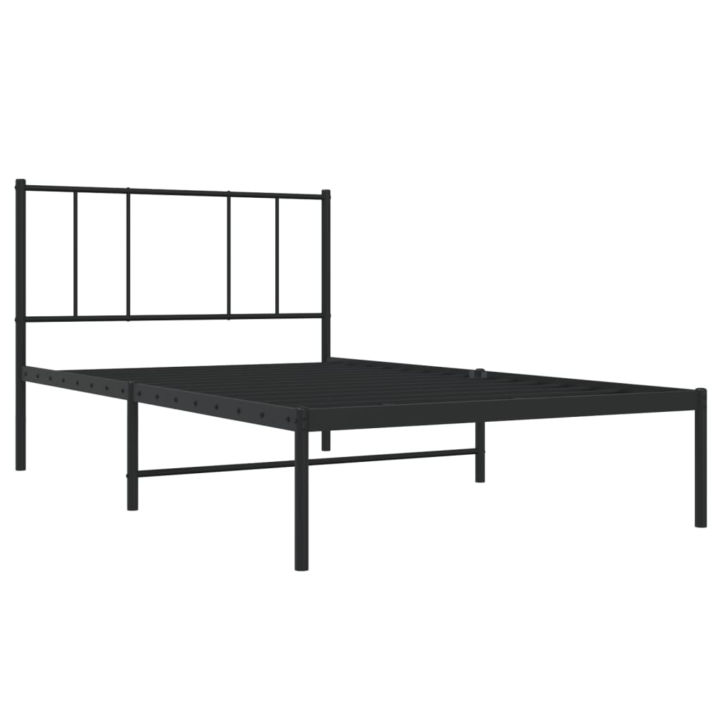 vidaXL Estrutura de cama com cabeceira 90x200 cm metal preto