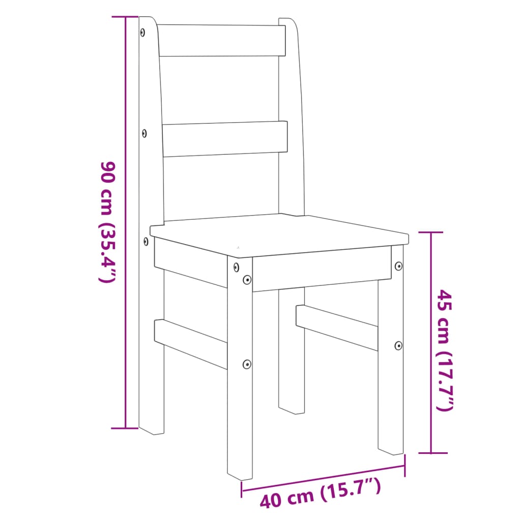 vidaXL Cadeiras de jantar 2 pcs Panama 40x46x90 cm pinho maciço cinza