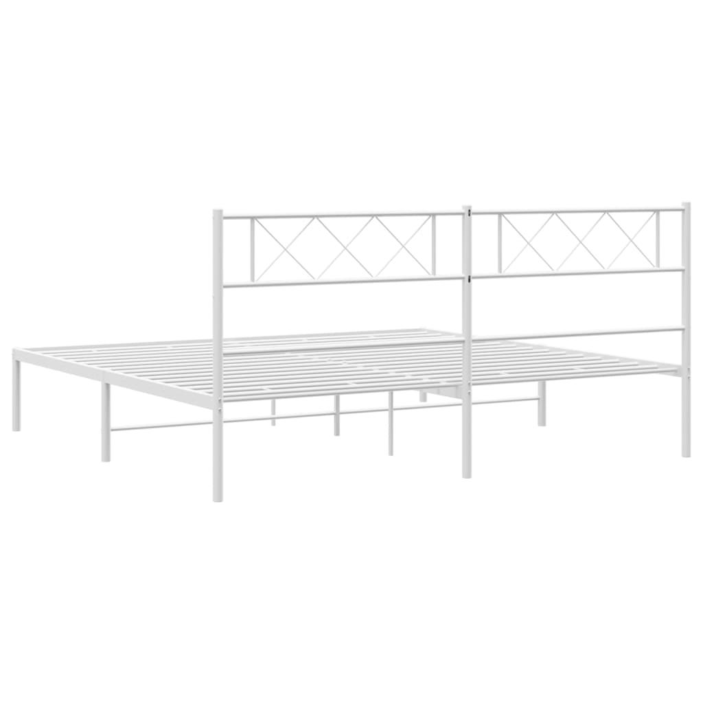 vidaXL Estrutura de cama com cabeceira 180x200 cm metal branco