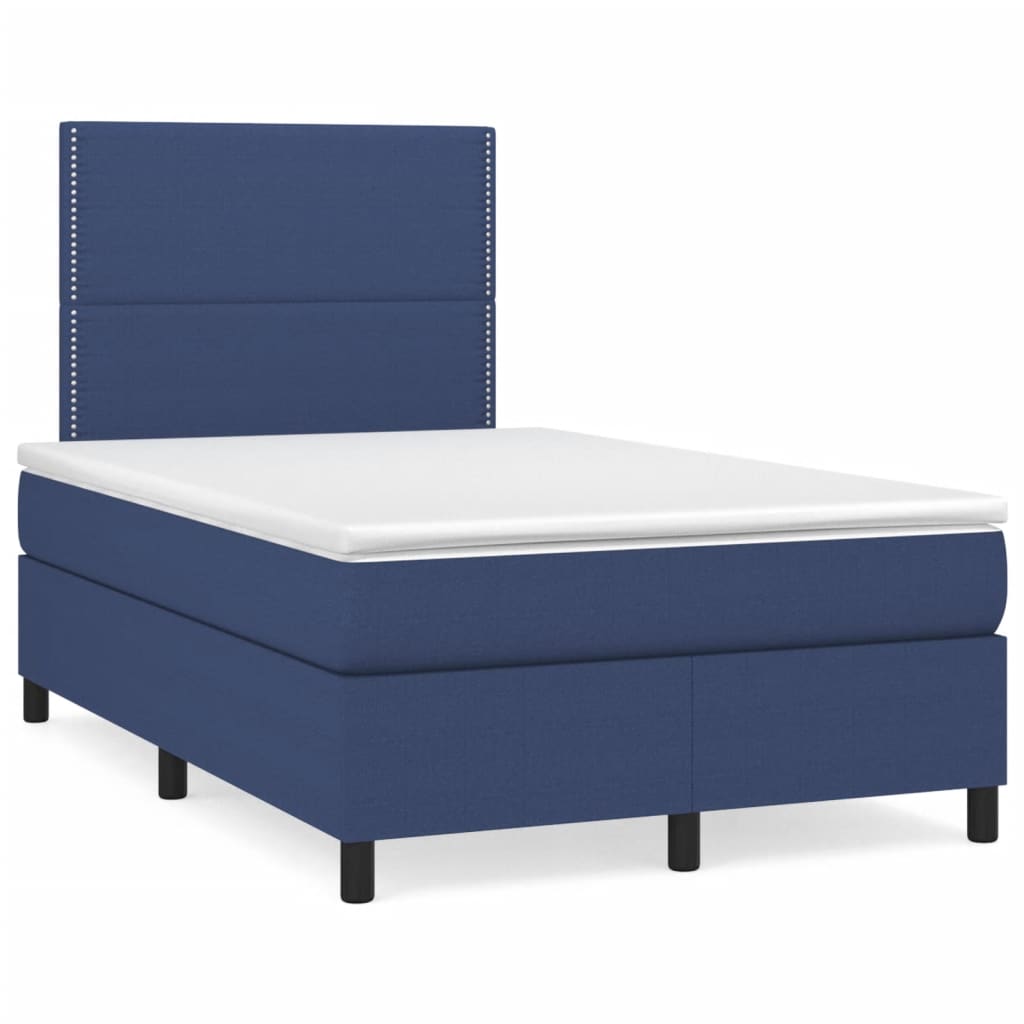 vidaXL Cama box spring c/ colchão e LED 120x190 cm tecido azul