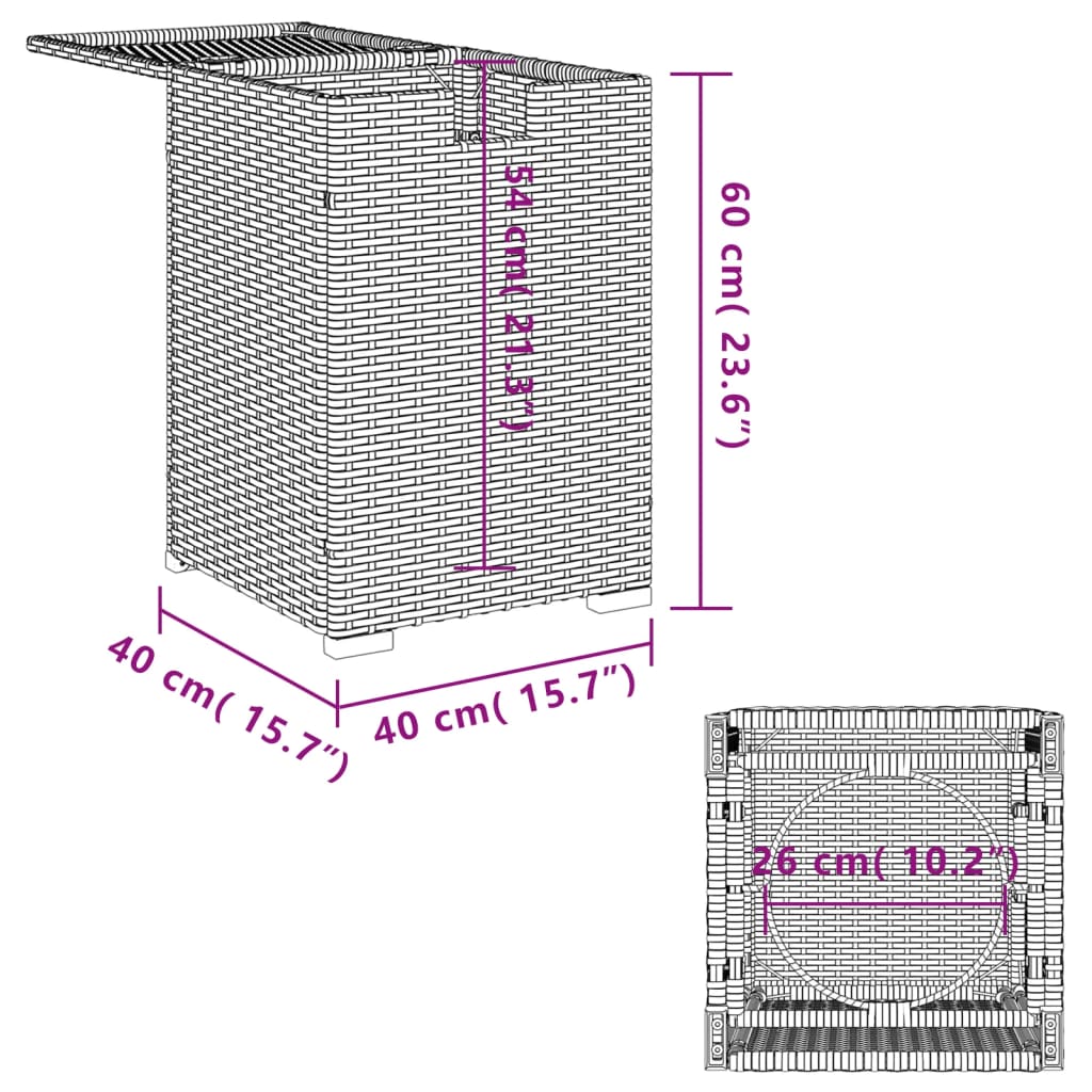 vidaXL Cobertura para botija de gás 40x40x60 cm vime PE bege