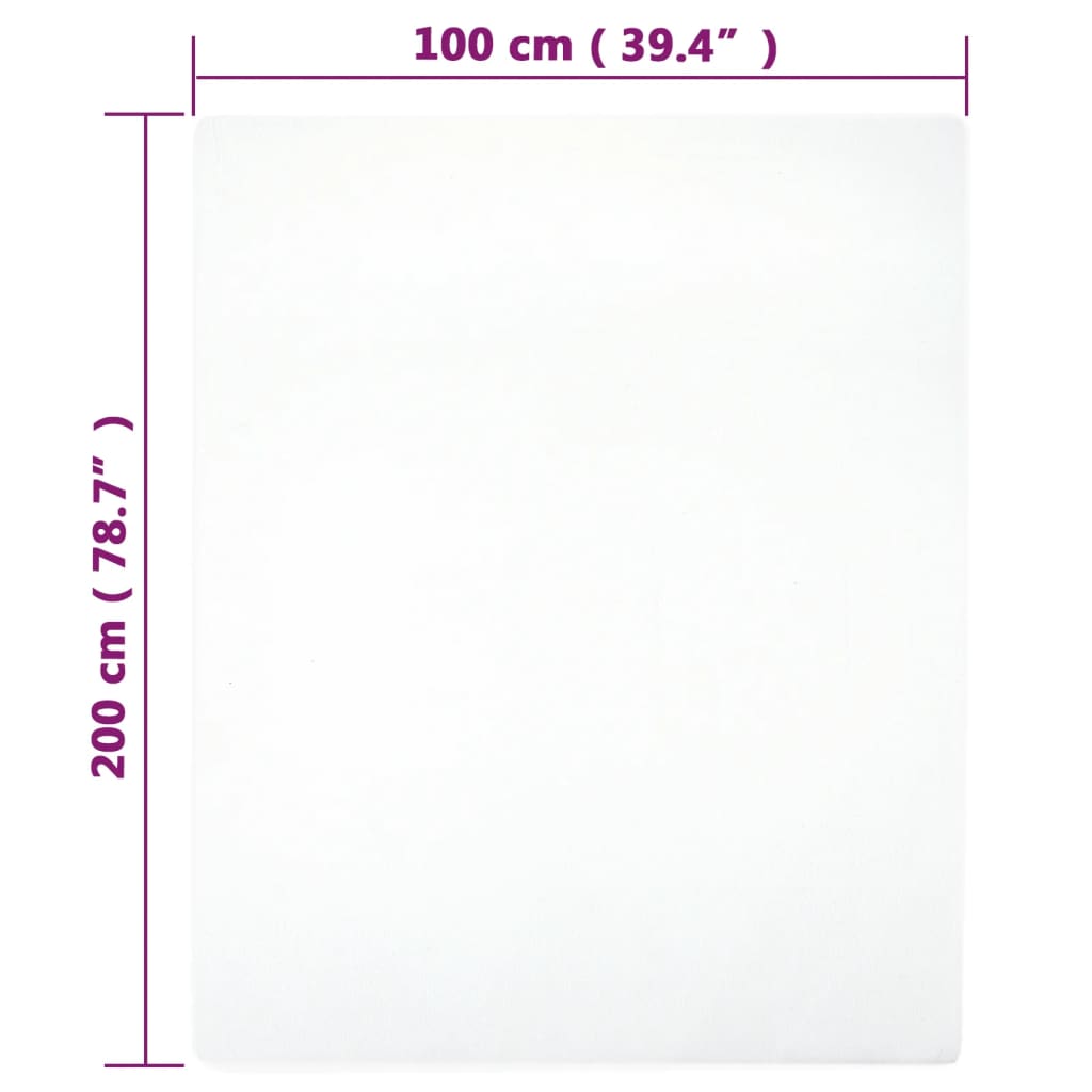 vidaXL Lençol ajustável 100x200 cm algodão jersey branco