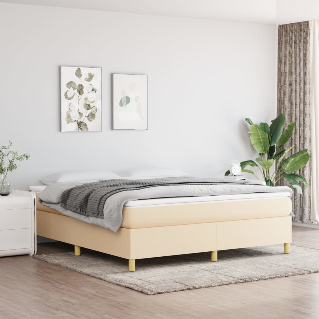 vidaXL Cama com molas/colchão 180x200 cm tecido cor creme