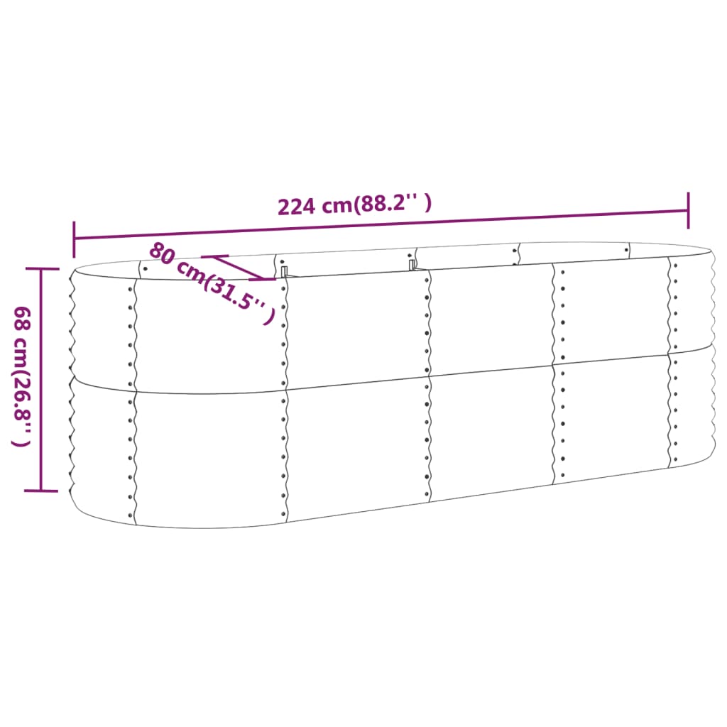 vidaXL Canteiro elevado jardim 224x80x68cm aço revestido a pó castanho