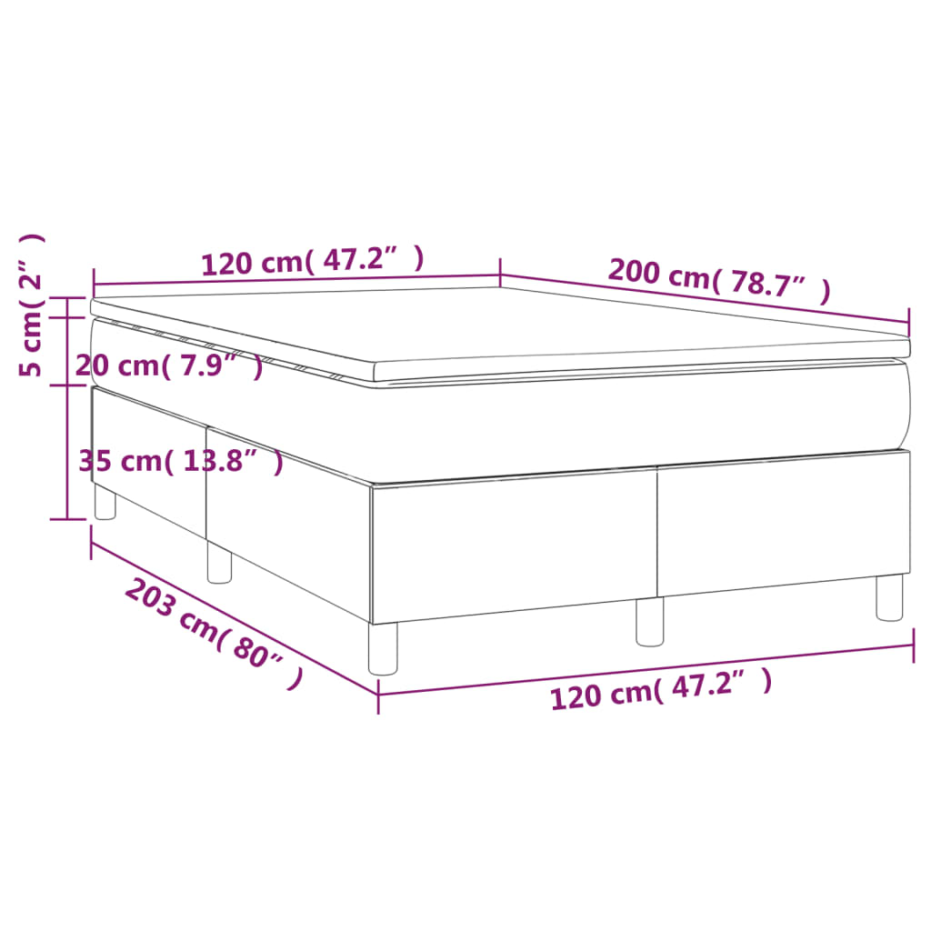 vidaXL Cama boxspring com colchão 120x200 cm veludo preto