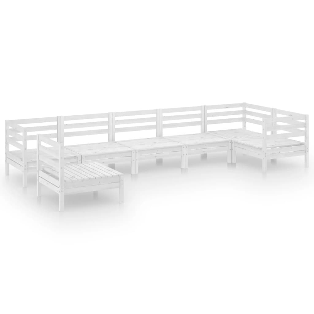 vidaXL 7 pcs conjunto lounge de jardim pinho maciço branco