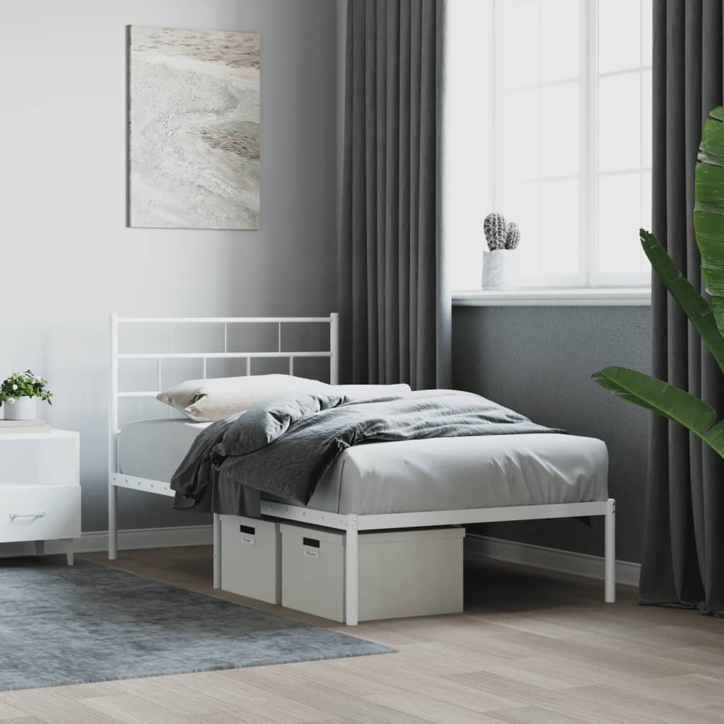 vidaXL Estrutura de cama com cabeceira 100x190 cm metal branco