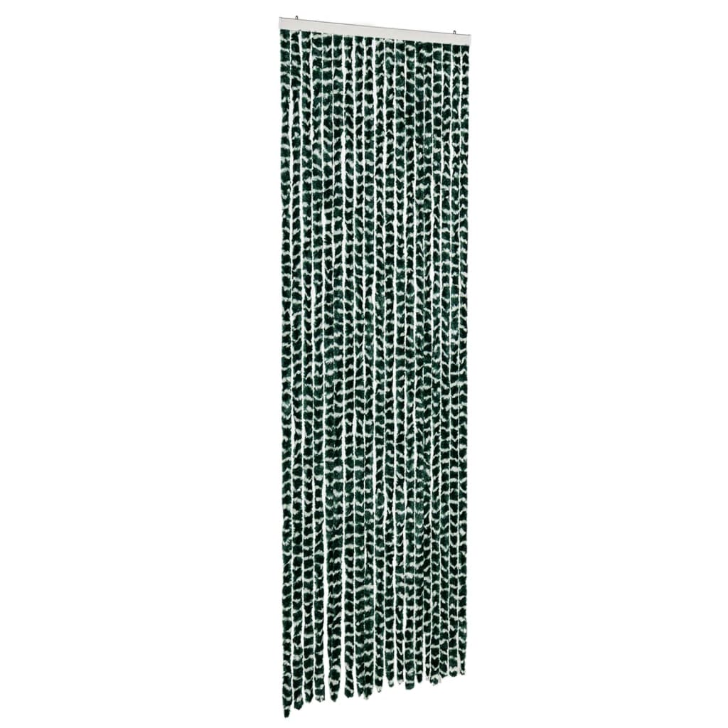 vidaXL Cortina anti-insetos 56x185 cm chenille verde e branco