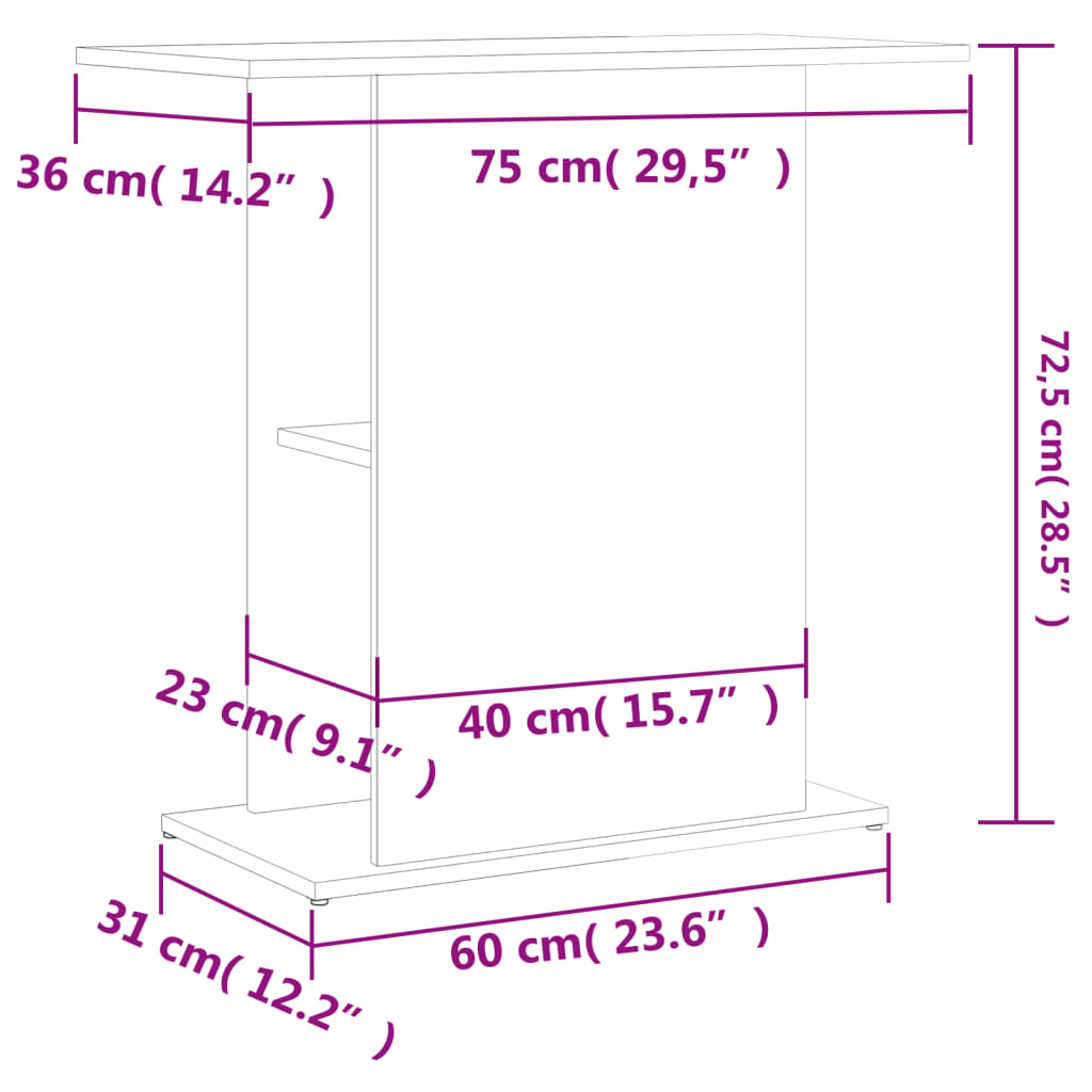 vidaXL Suporte de aquário 75x36x72,5 cm derivados de madeira branco