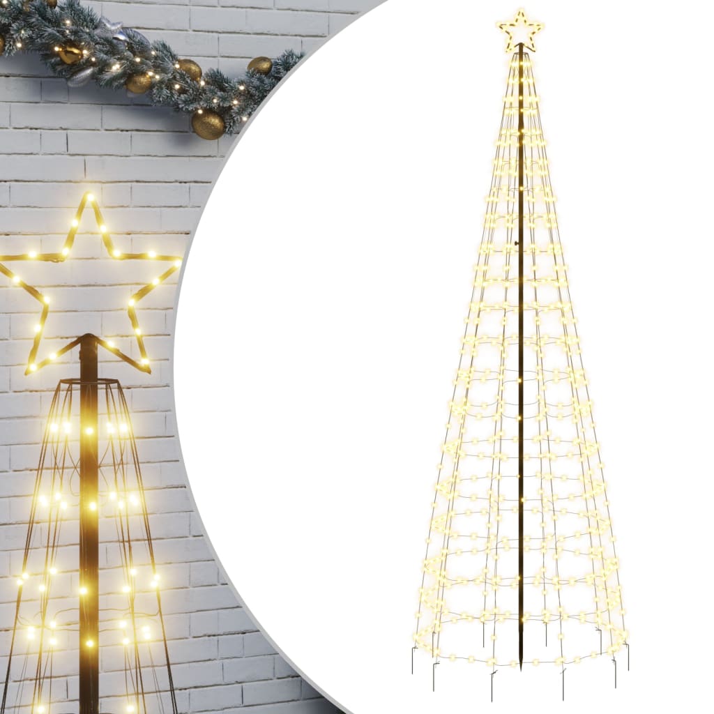 vidaXL Árvore de Natal luminosa c/ estacas 570 LED 300cm branco quente